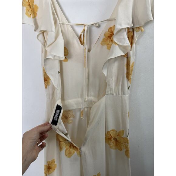 Reformation White Yellow Floral Wideleg Jumpsuit Retail $233 Boho Chic Cottage 6 - Picture 10 of 10